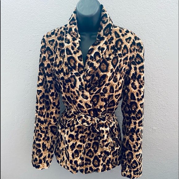 velvet by graham and spencer Calla leopard print tie-wiast velvet jacket - Small